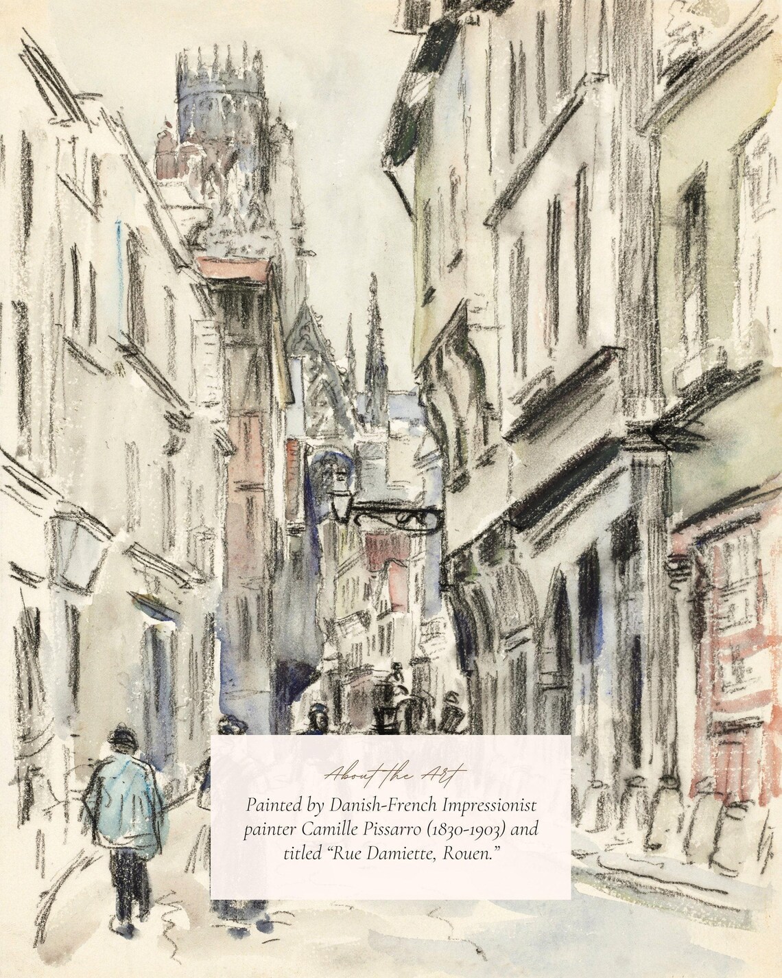 Paris Street Watercolor Sketch, Camille Pissarro Art Print - Image 2