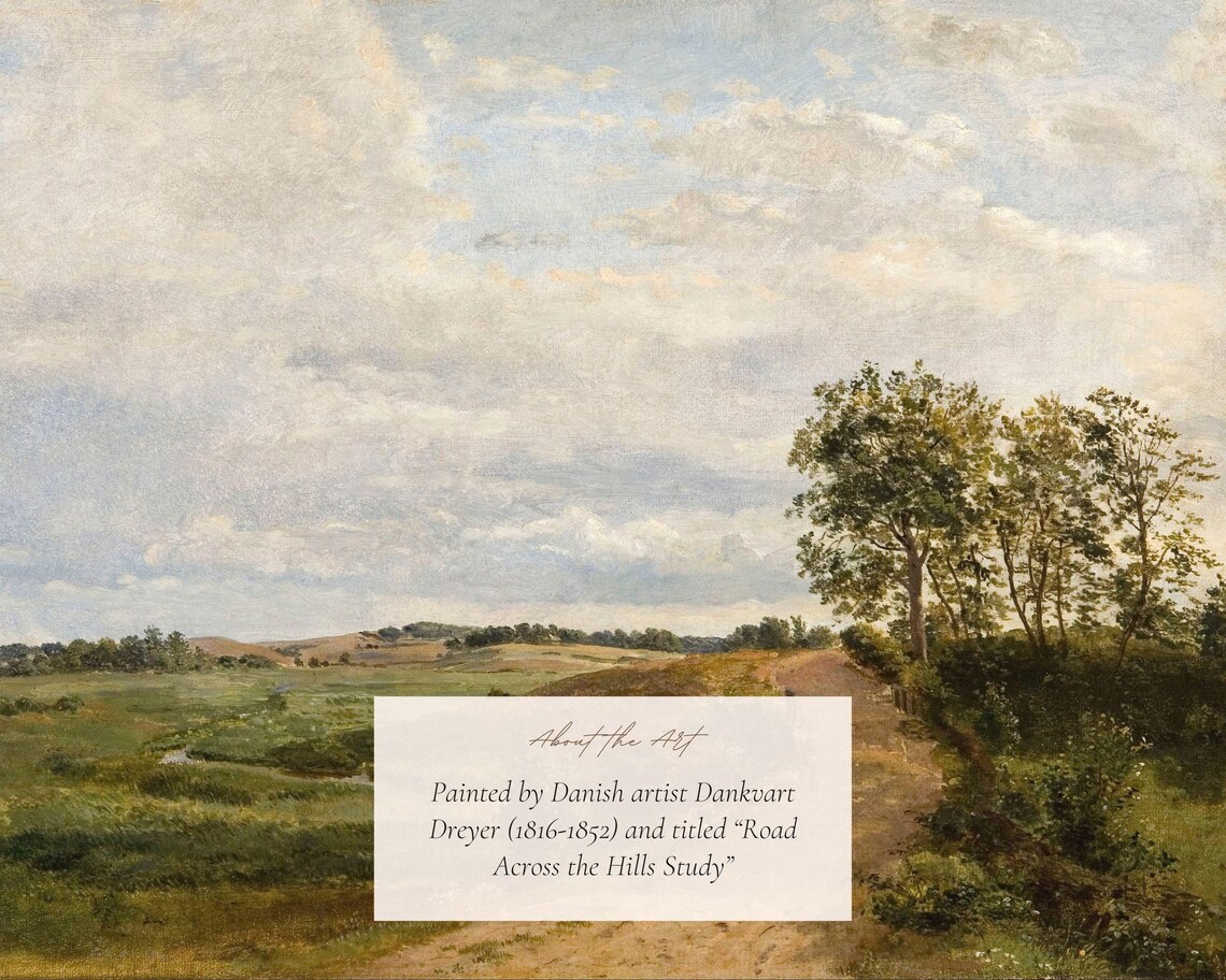 Antique Countryside Landscape Oil Painting Print Farmhouse Wall Art - Image 2