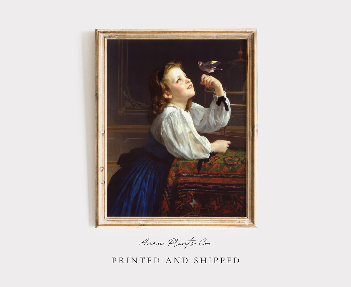 Bouguereau-Inspired Pet Bird Art Print, Classical Decor