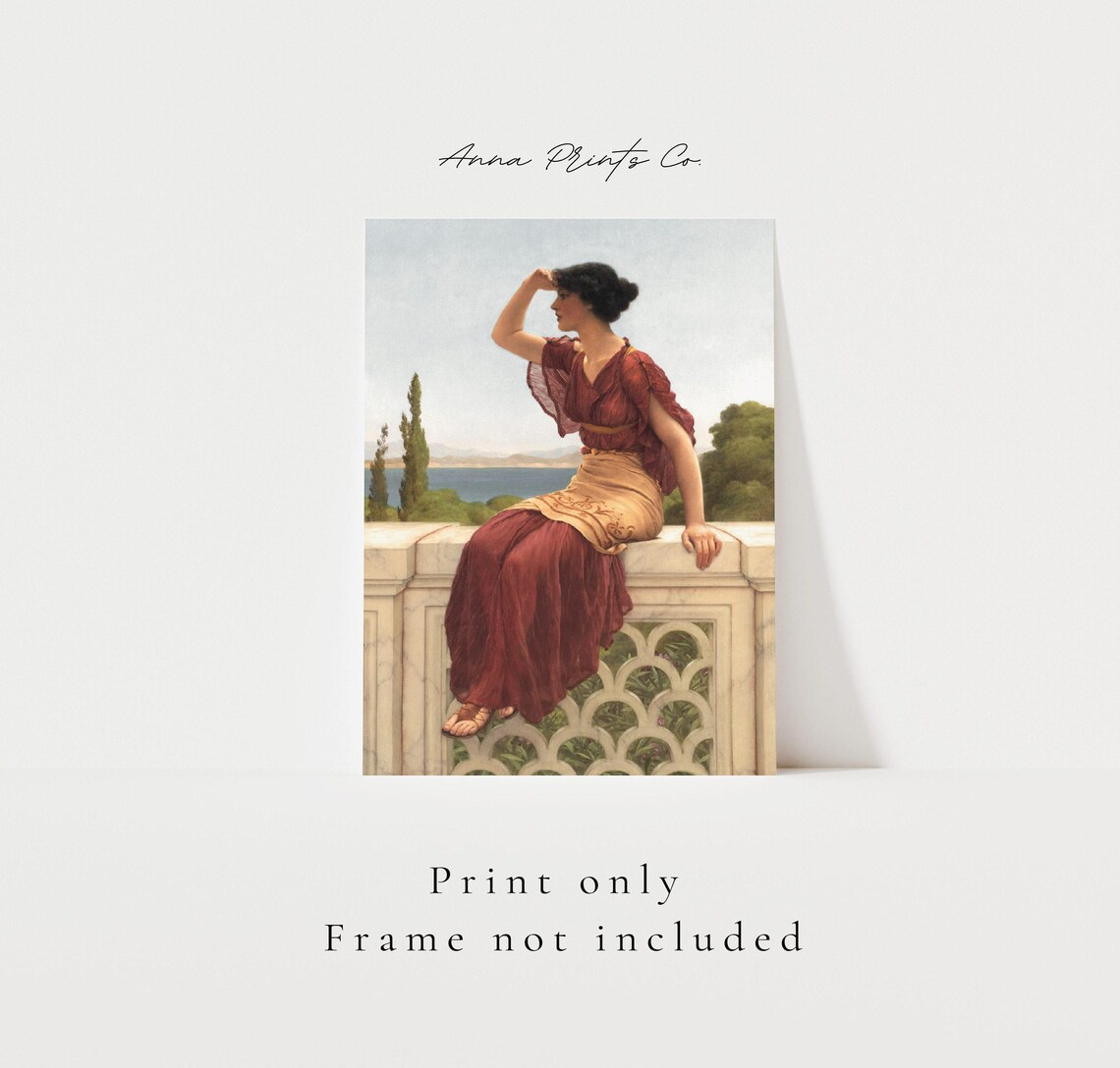 Ancient Woman in a Red Dress, Neoclassical Art Print - Image 3