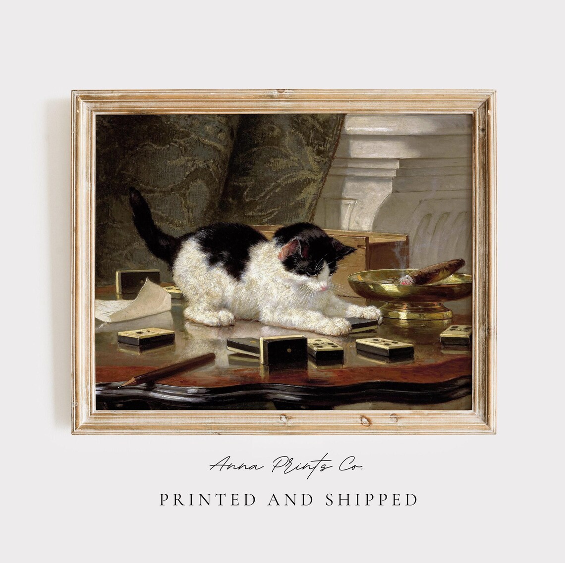 Vintage Cat Painting, Victorian Farmhouse Art Print