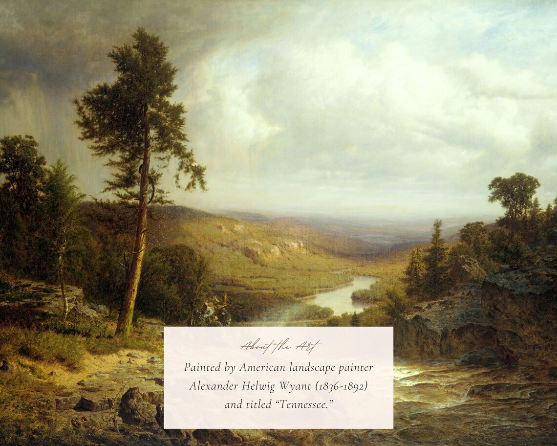 Vintage Moody River Landscape Art Print, Farmhouse - Image 2