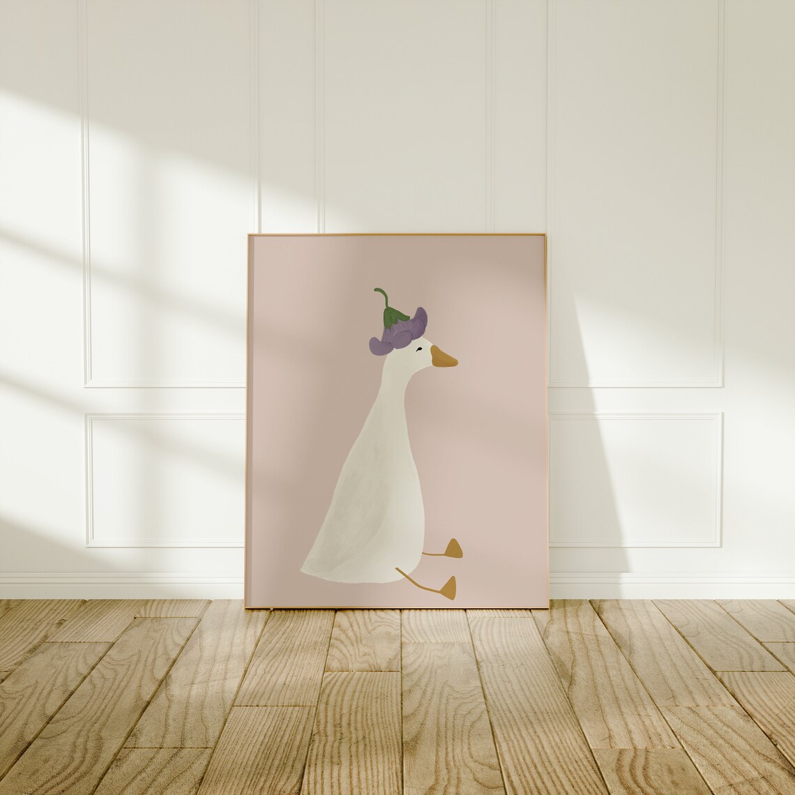 Silly Goose Nursery Goose With Flower Hat Poster - Image 2