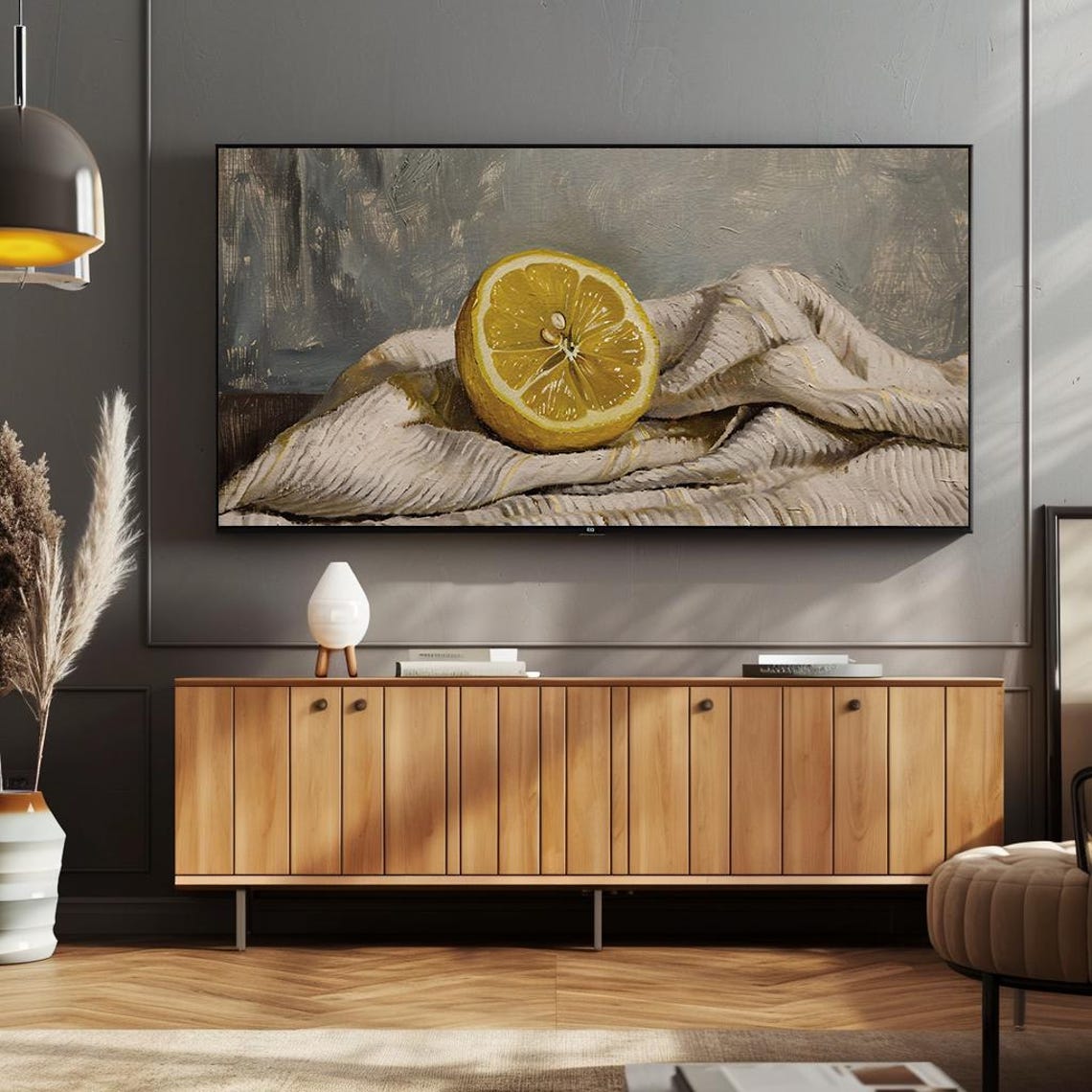Fresh Half Lemon Still Life Oil Painting Citrus Kitchen Poster - Image 2