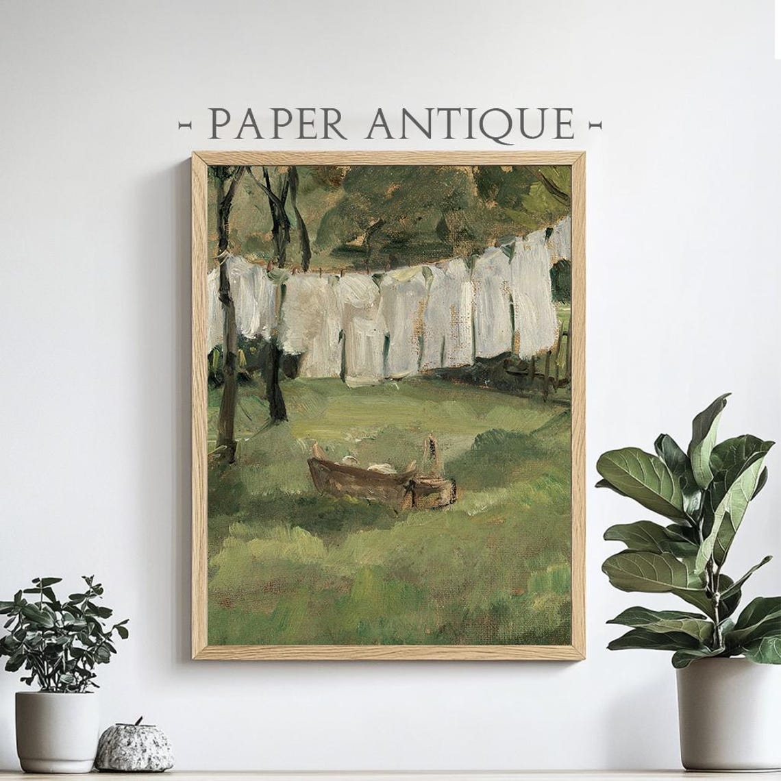 Laundry Day Clothesline Vintage Farmhouse Garden Scene Poster