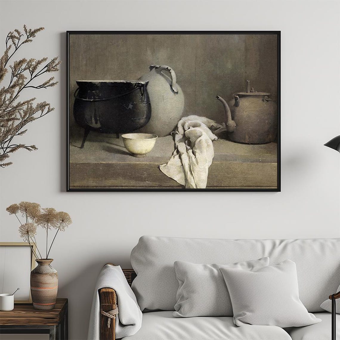 Vintage Rustic Kitchen Pots Kettle Bowl Still Life Painting Poster - Image 5