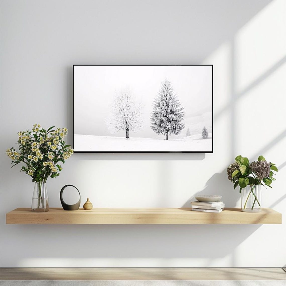 Frosted Trees In Whiteout Monochrome Minimalist Winter Print - Image 2