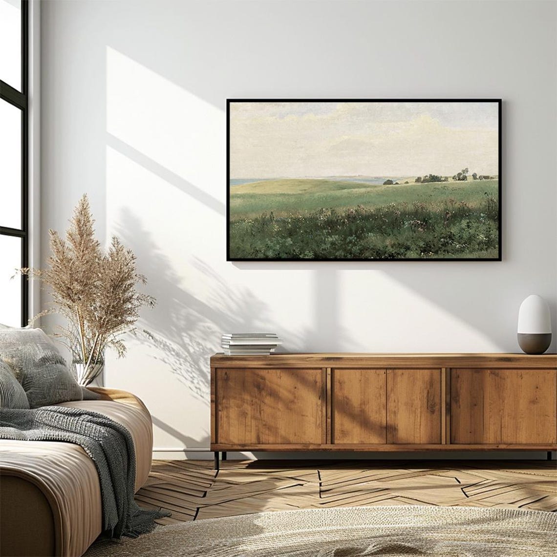 Wildflower Meadow Green Field Vintage Summer Landscape Art Poster - Image 4