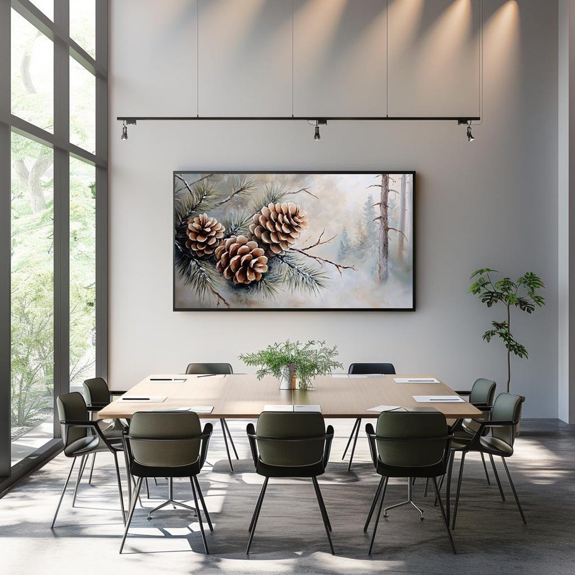 Pinecones on Forest Branch Elegant Winter Nature Painting Poster - Image 3