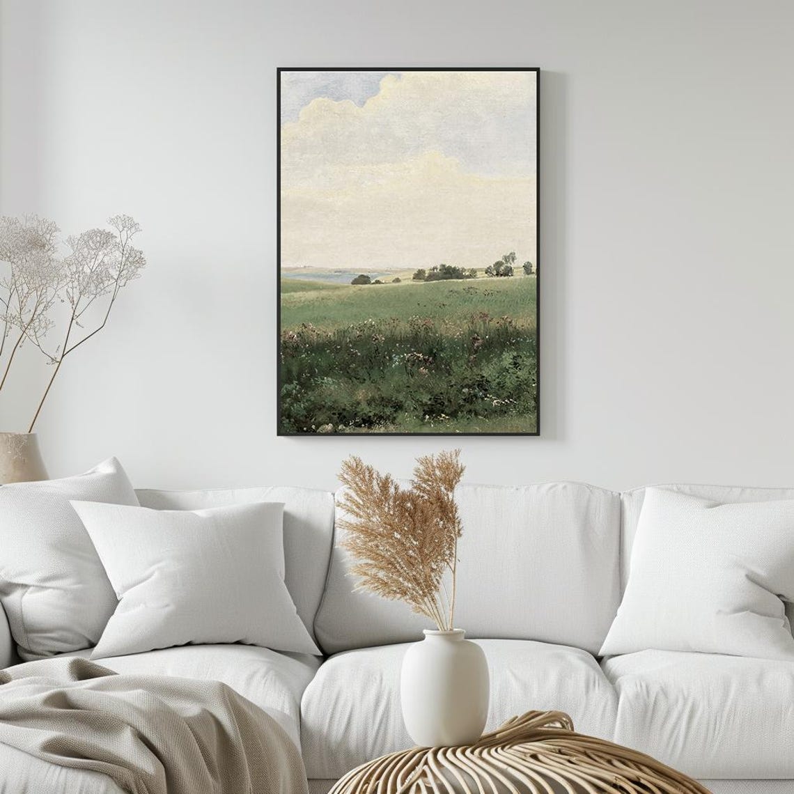 Rolling Green Hills Under Cloudy Sky Country Landscape Poster - Image 5