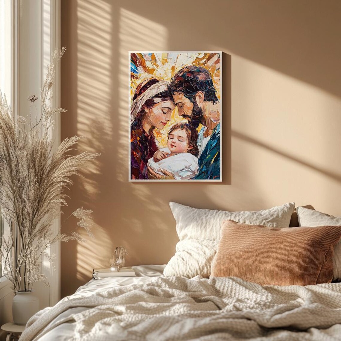 Holy Family Mary Joseph Baby Jesus Impasto Oil Painting Religious Poster - Image 2