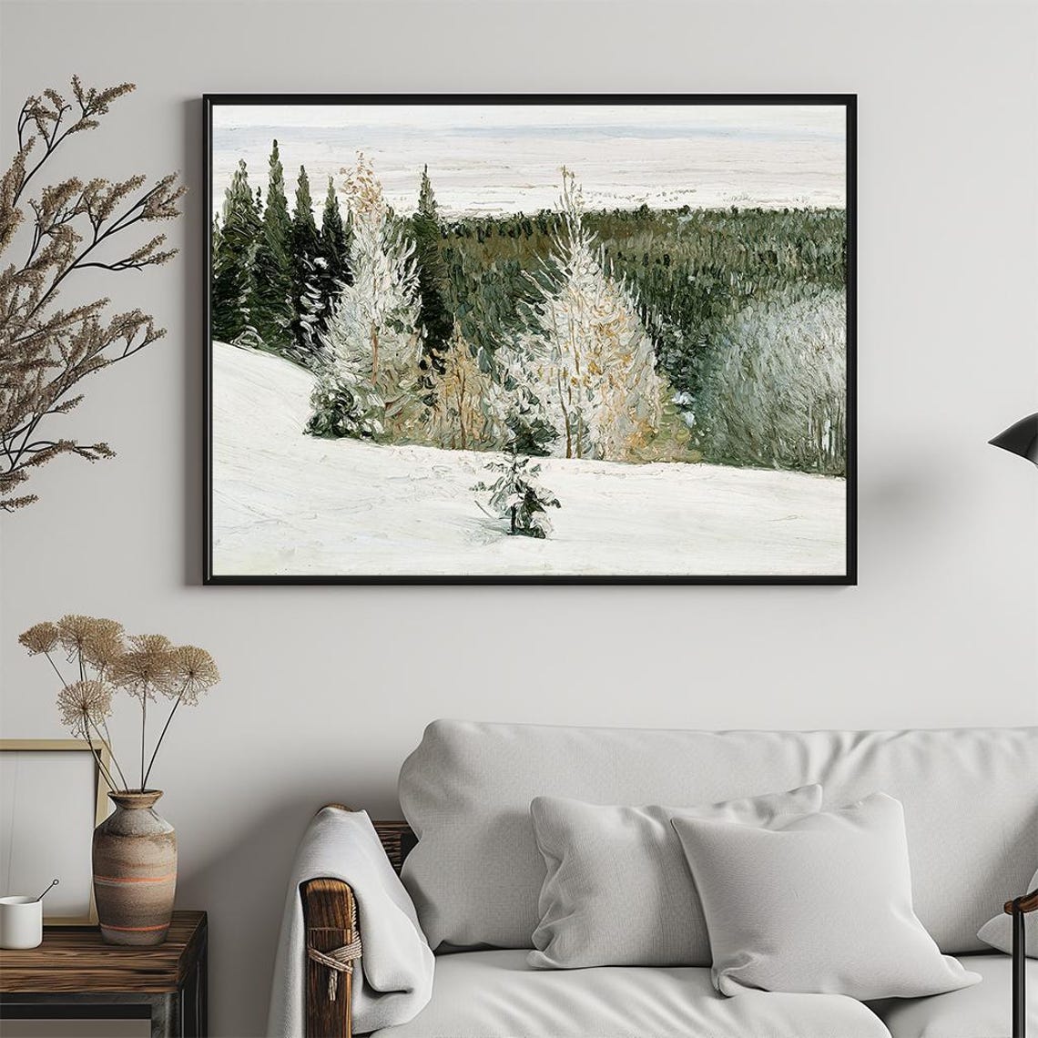 Winter Forest Snowy Pine Trees Impressionist Landscape Painting Poster - Image 5