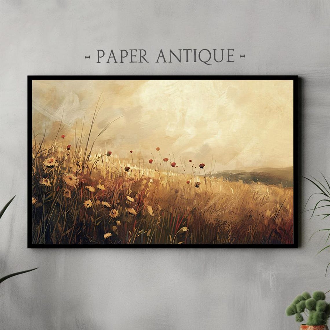 Golden Wildflower Meadow Sunset Tall Grass Warm Light Poster