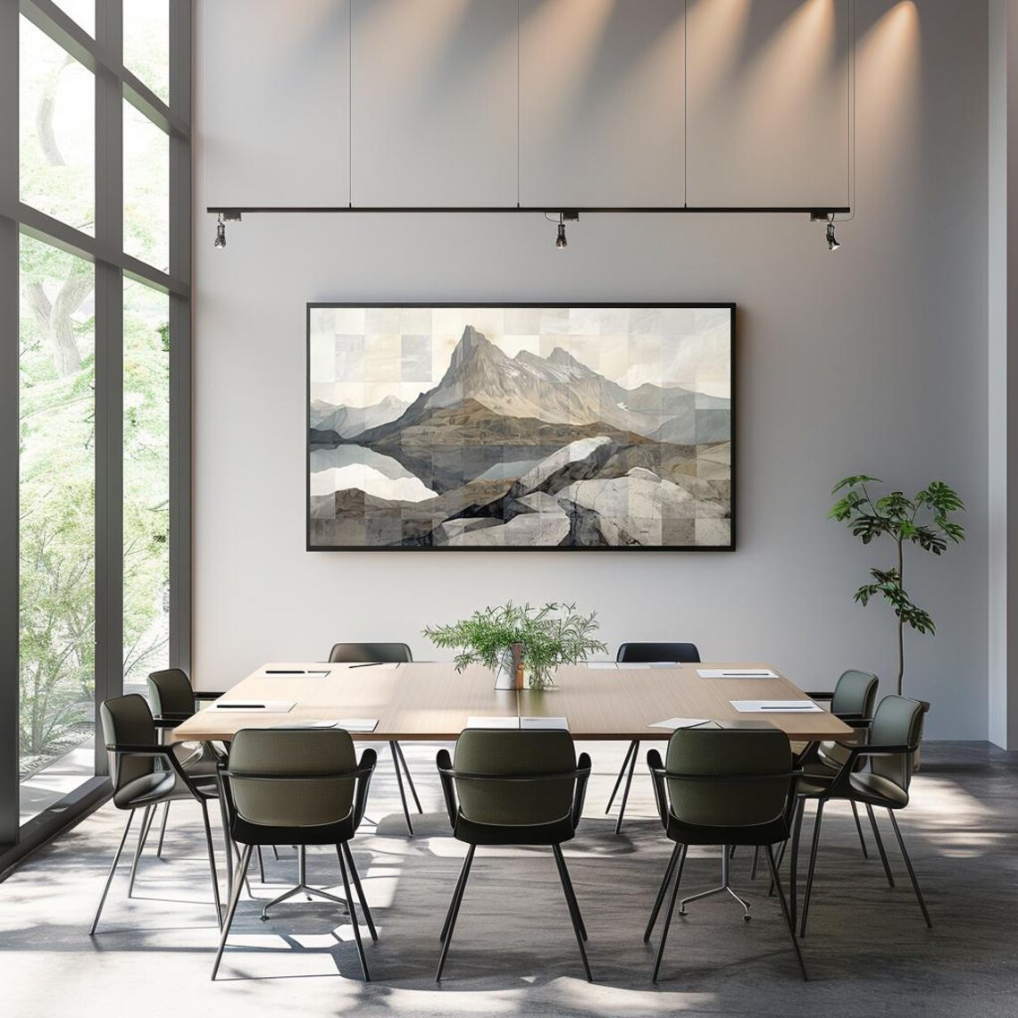Art For Frame Tv Modern Mountain Landscape Painting Neutral Tones Abstract Nature Scenery - Image 3