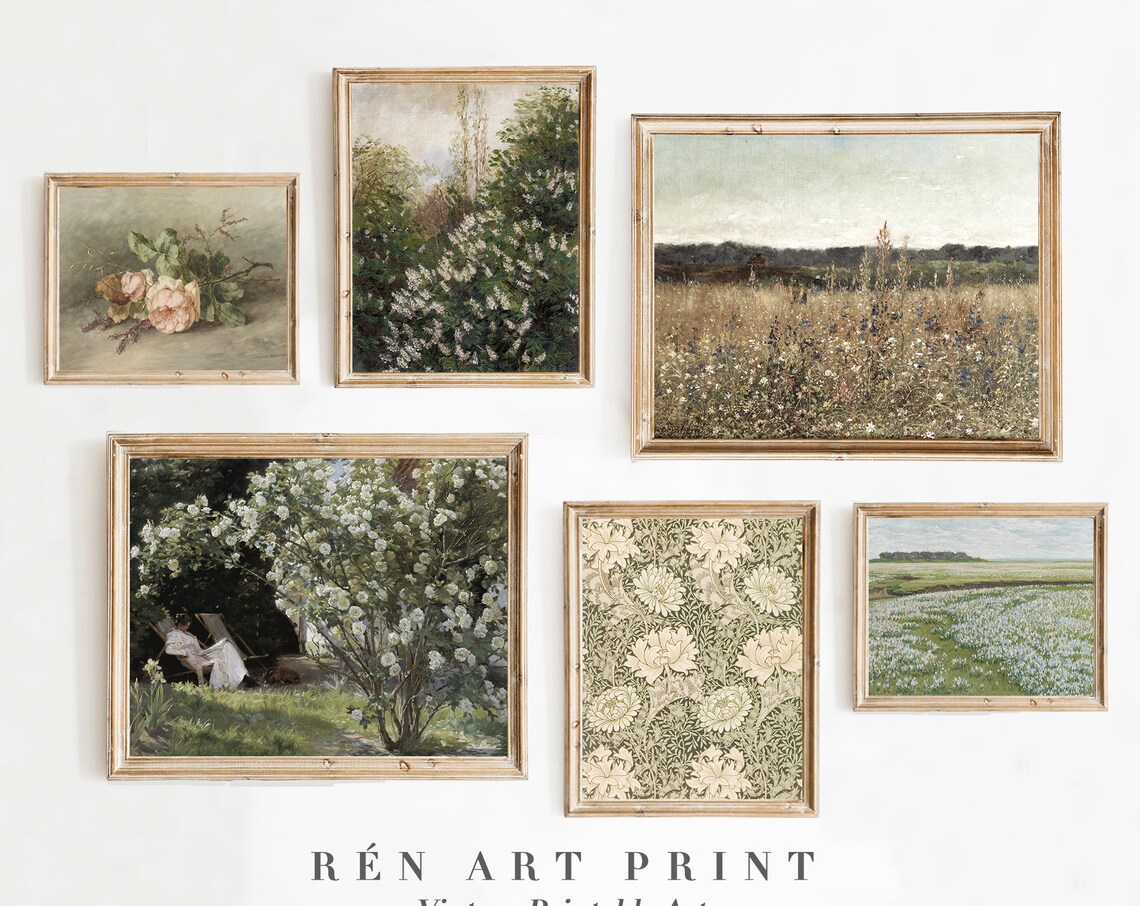 French Country Gallery Wall Print Set, Vintage Spring