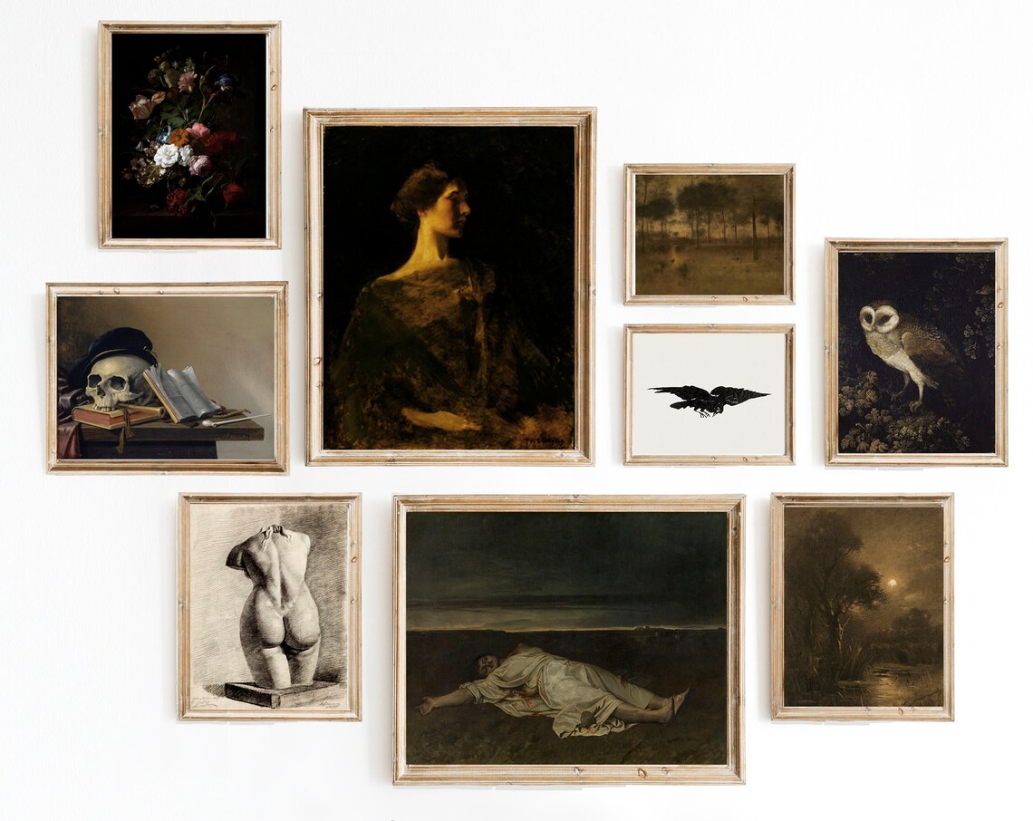 Dark Academia Gallery Wall Set Nine Vintage Moody Gothic Art Poster