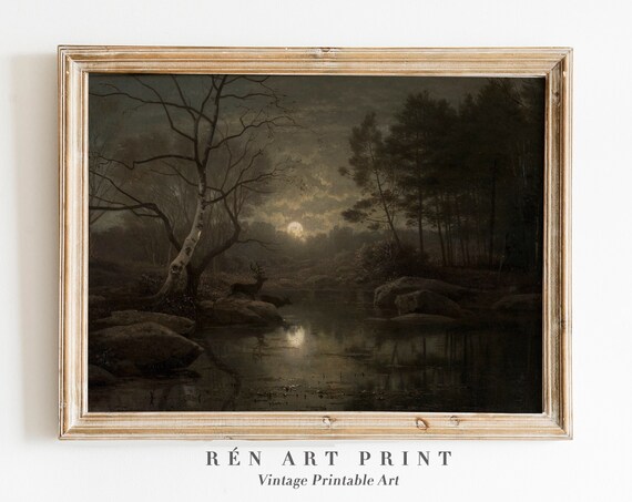 Moody Landscape Painting Vintage Dark Academia Art Print
