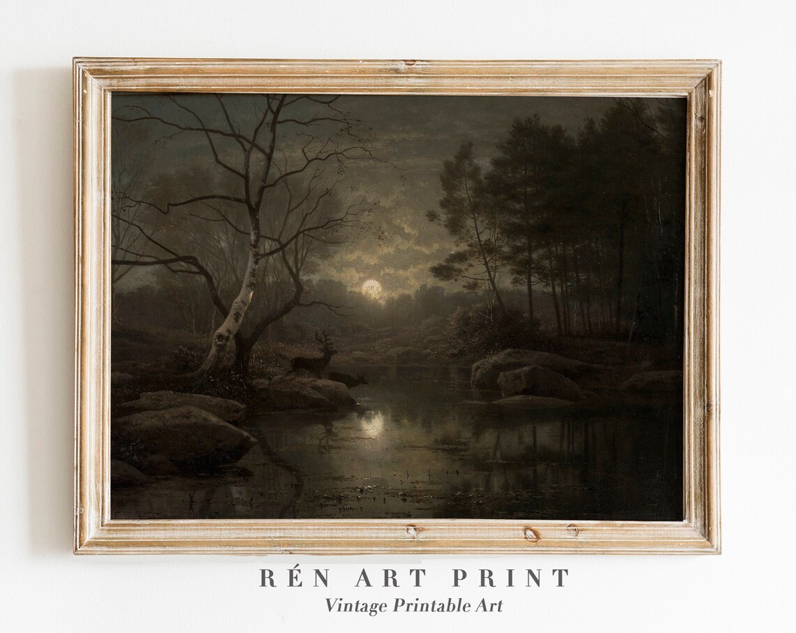 Moody Landscape Painting Vintage Dark Academia Art Print