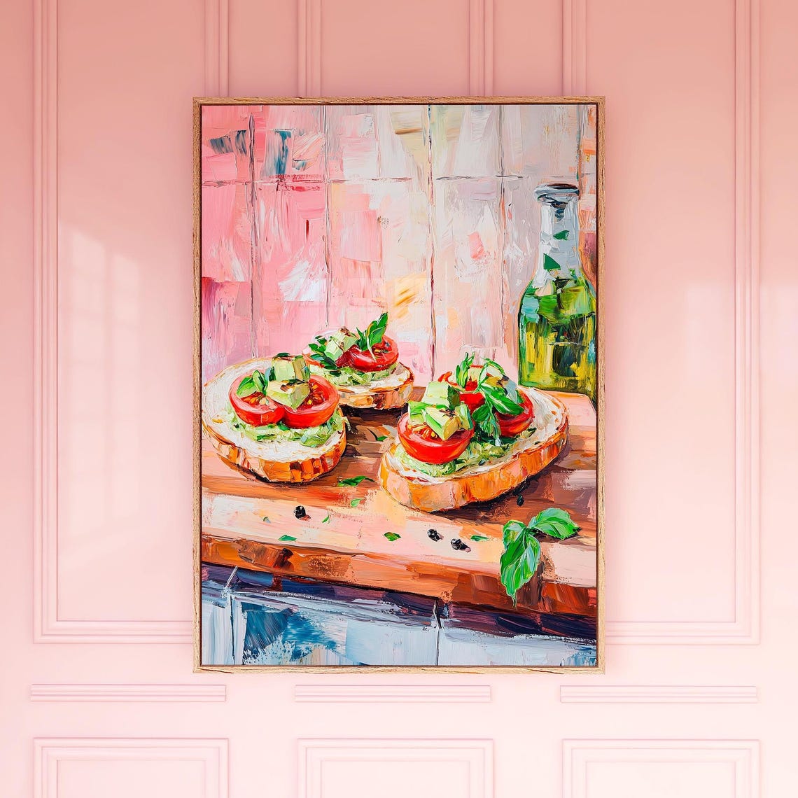 Avocado Toast Wall Art Print Rustic Foodie Kitchen Poster Warm Painted Bread Tomato Decor Bon Apptit Collection
