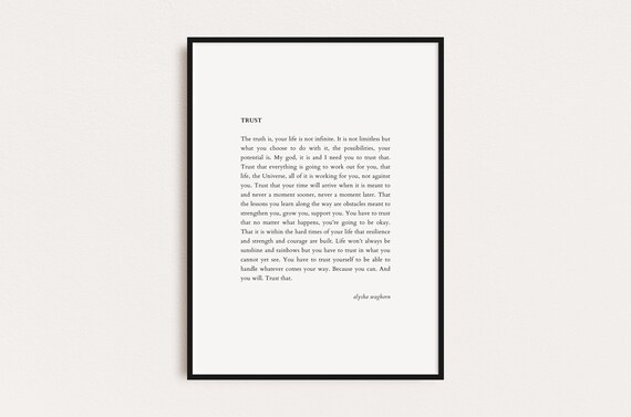 Trust Alysha Waghorn Quote Quotes Print Poster Print Wall Art Quotes Typography Print Prints Quotes