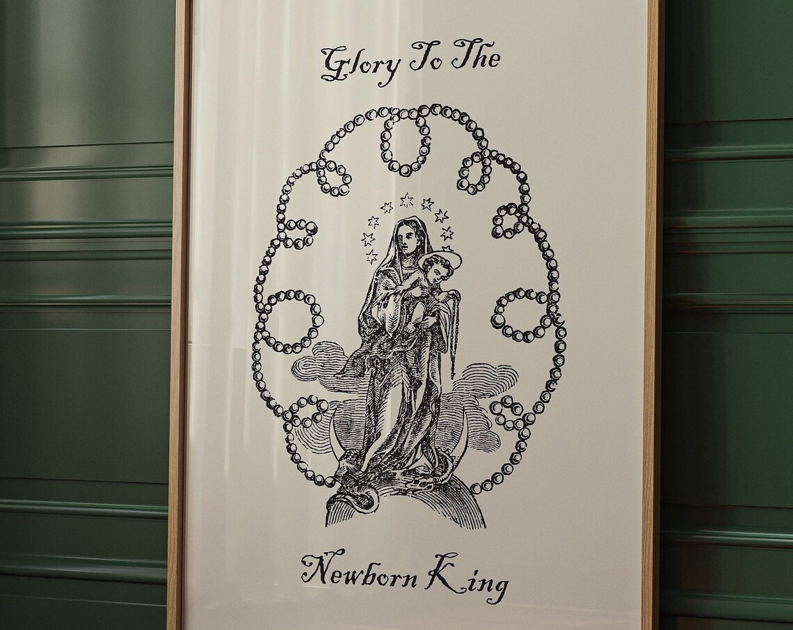 Glory To The Newborn King Vintage Madonna Christmas Nativity Poster