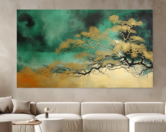 Abstract Green Tree Painting Print Home Decor Wall Art Picture Gift Room Decor Design Ready To Hang