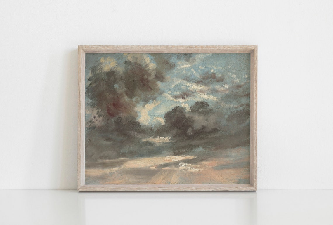 Vintage Dark Storm Clouds Antique Oil Painting Sky Art Poster - Image 2