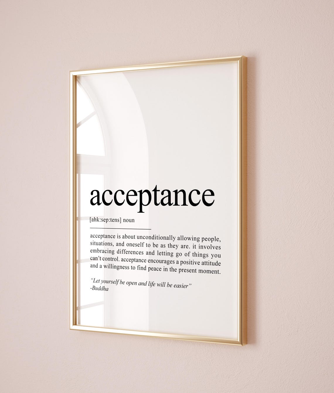 Acceptance Definition Print Positive Quote Office Wall Art Motivational Classroom Posters Decor Affirmations Dictionary Poster - Image 2