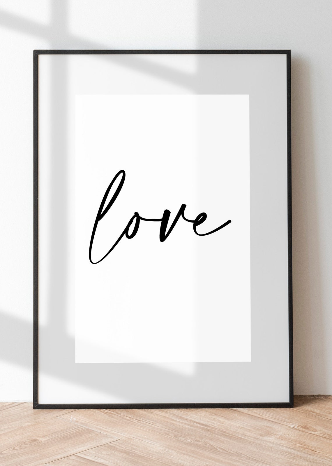 Love Handwritten Script Black and White Minimalist Decor Poster - Image 2