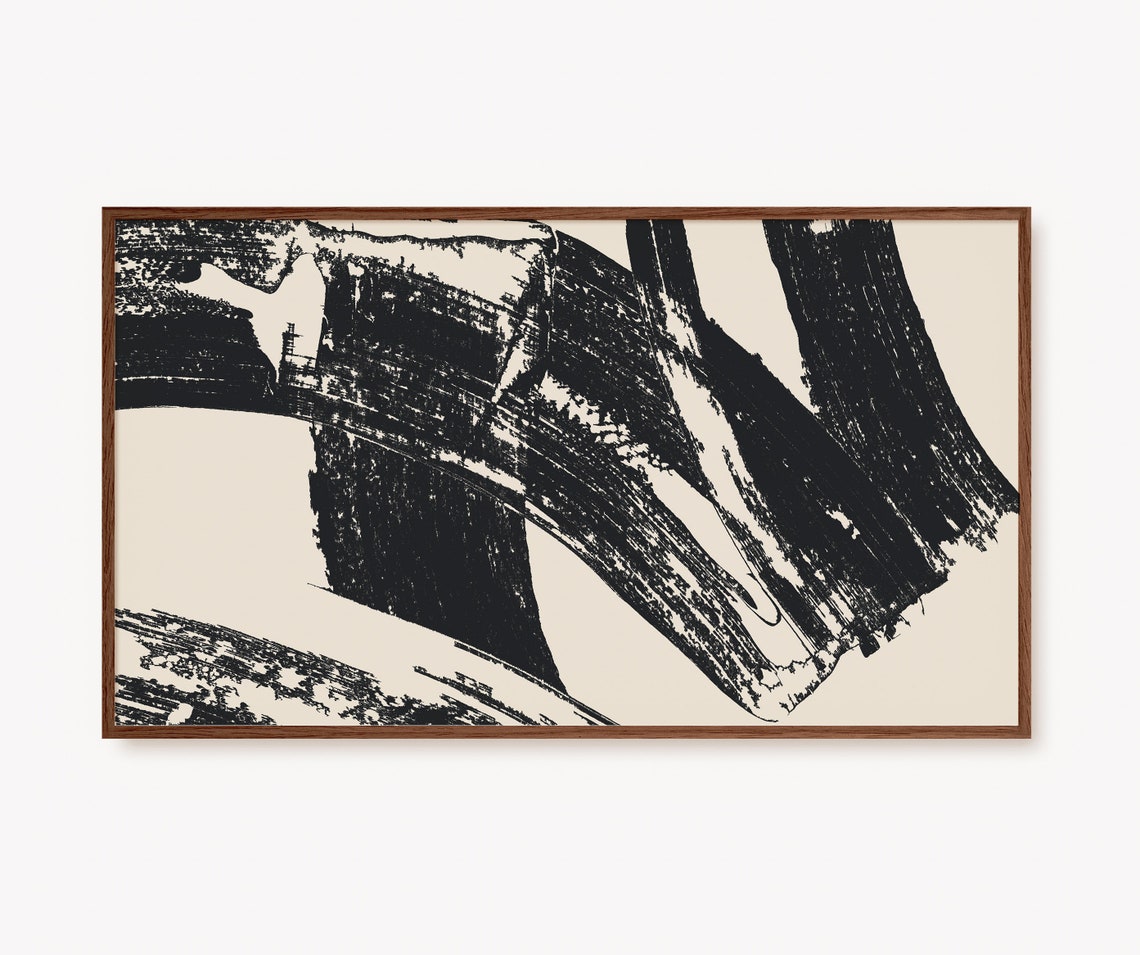 Black Brushstroke Abstract Grunge Modern Minimalist Art Print