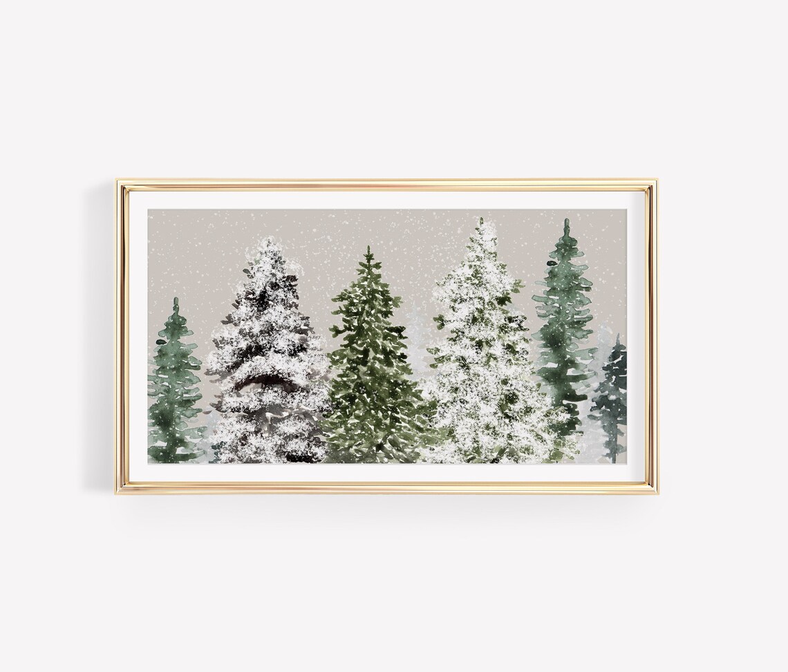 Christmas Pine Tree Art Print, Snowy Fir Trees - Image 2