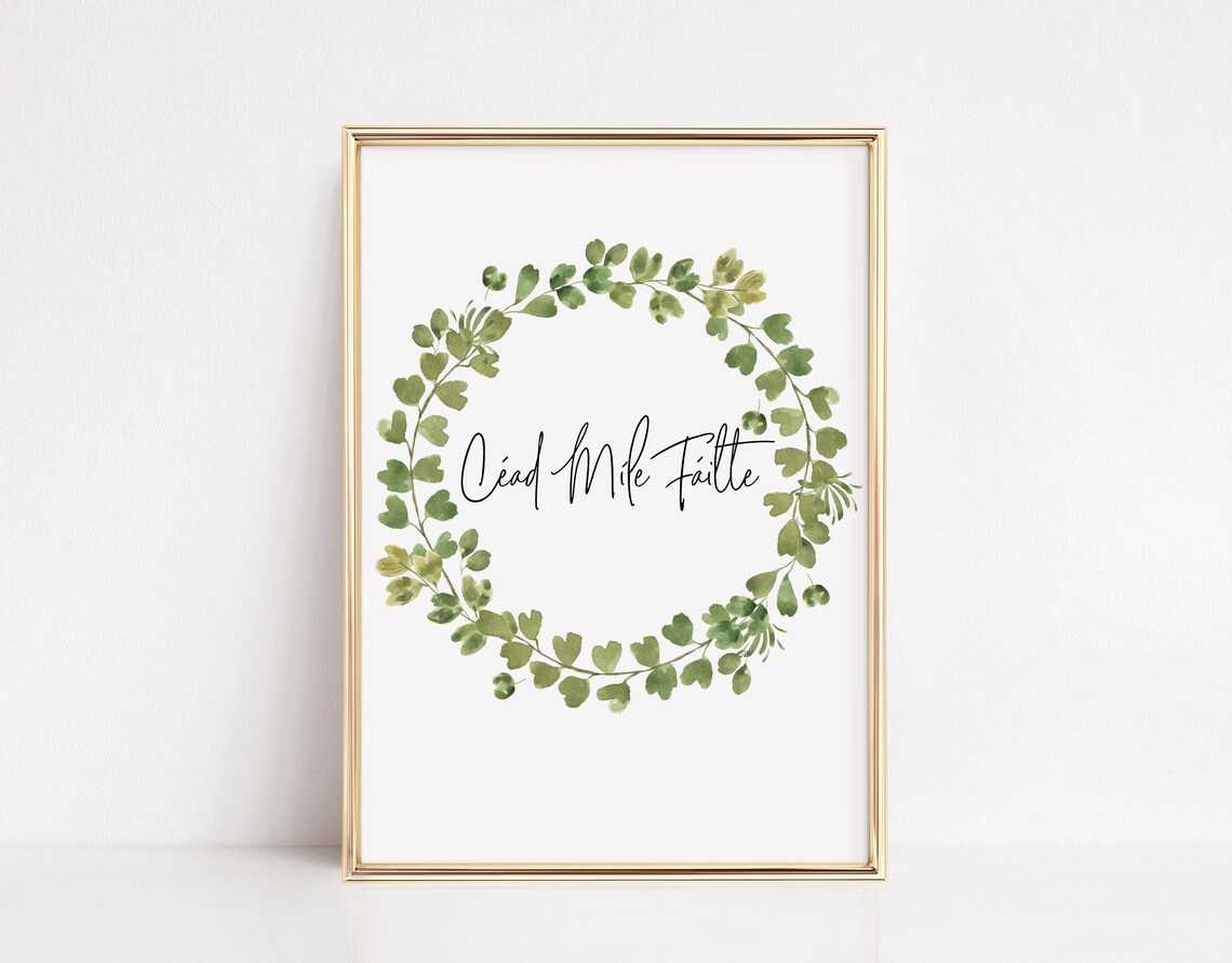 Céad Míle Fáilte Hallway Art Print, Irish Wreath