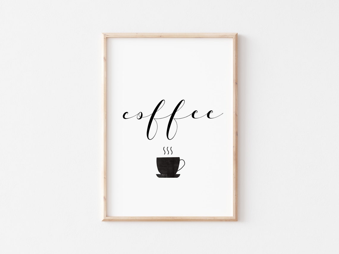 Chic Minimalist Coffee Script Cup Kitchen Coffee Bar Wall Art - Image 3