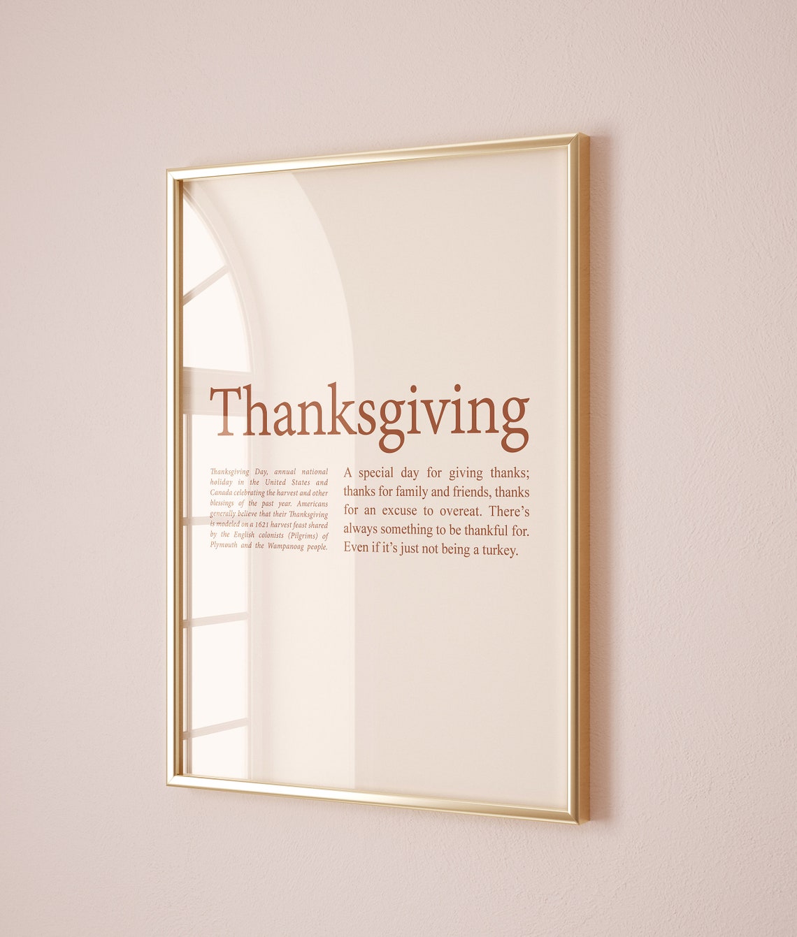 Thanksgiving Dictionary Definition Funny Holiday Kitchen Wall Art