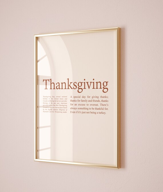 Thanksgiving Dictionary Definition Funny Holiday Kitchen Wall Art
