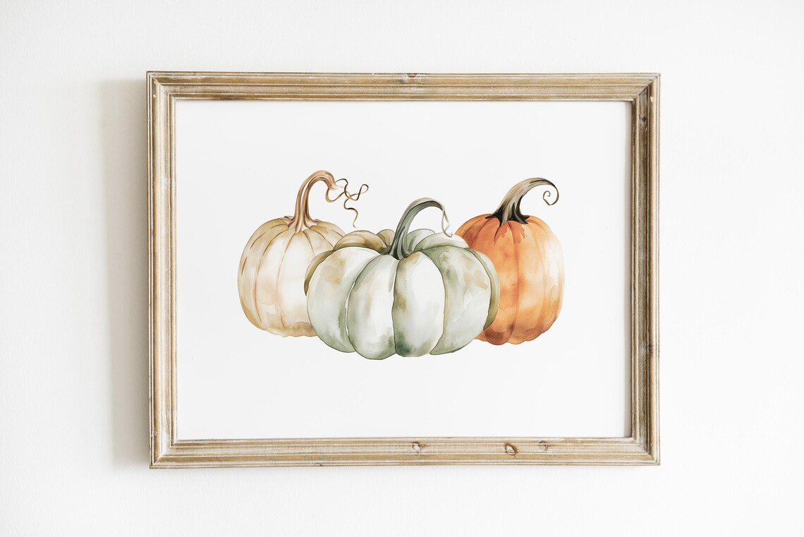 Fall Wall Art Halloween Print Watercolor Pumpkins Rustic Autumn Aesthetic Cute Fall Fall Colors Pumpkin Poster