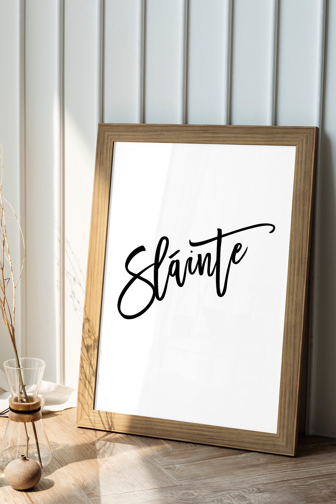 Slainte Irish Gaelic Toast Minimalist Black Script Typography Poster - Image 2