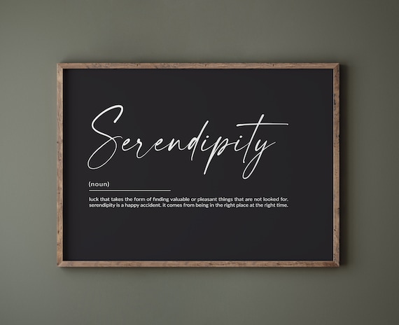 Serendipity Definition Art Print, Bedroom Wall Decor