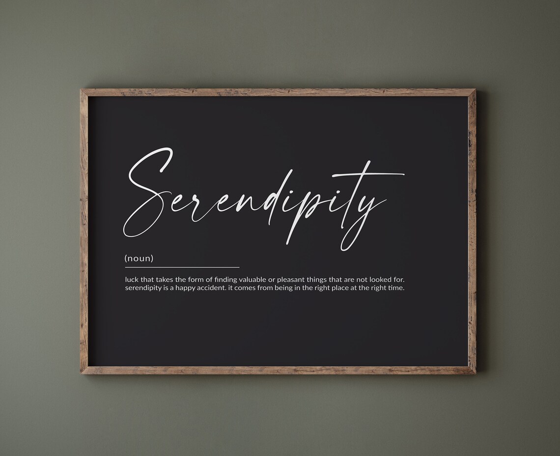 Serendipity Definition Art Print, Bedroom Wall Decor