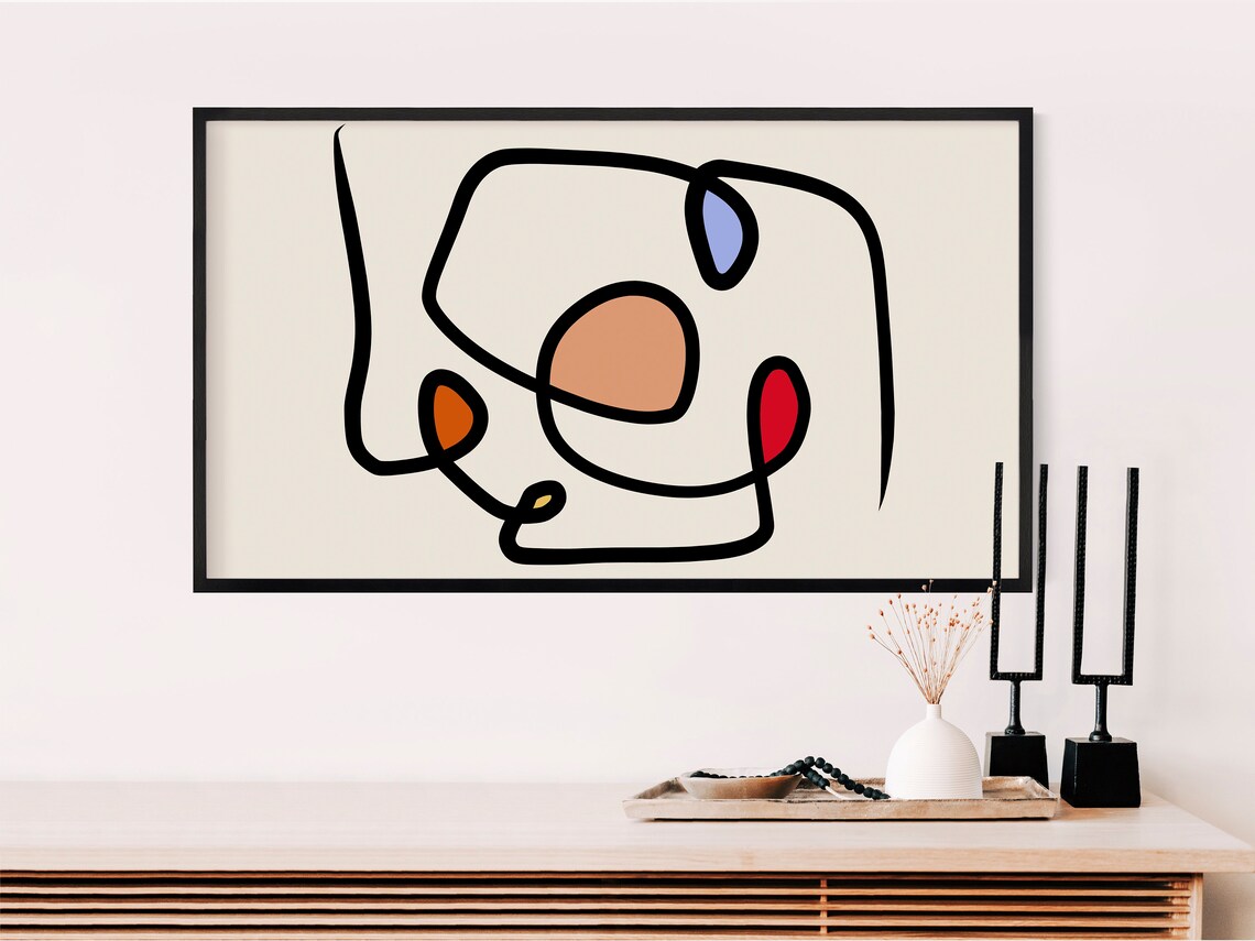 Modern Abstract Line Art, Minimal Neutral Art Print - Image 2