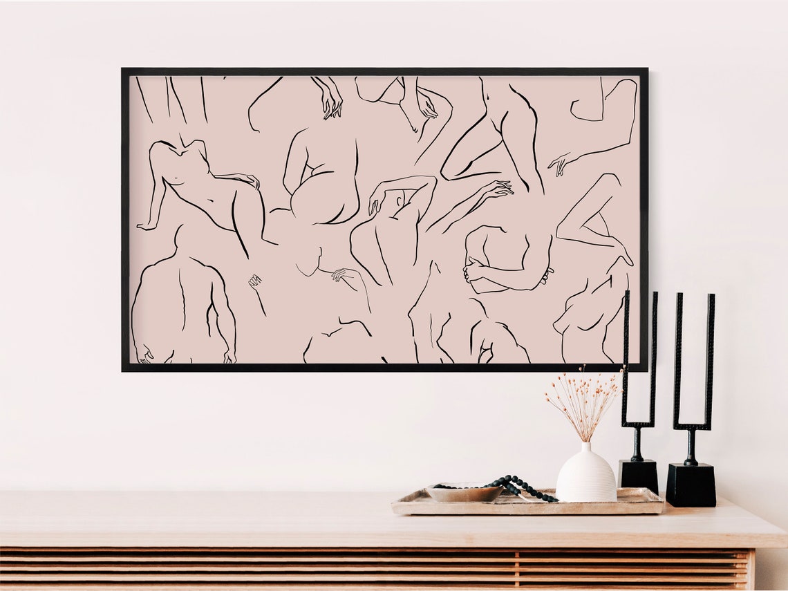 Abstract Feminine Line Art Nude Figure Studies Boho Sketch Poster - Image 2