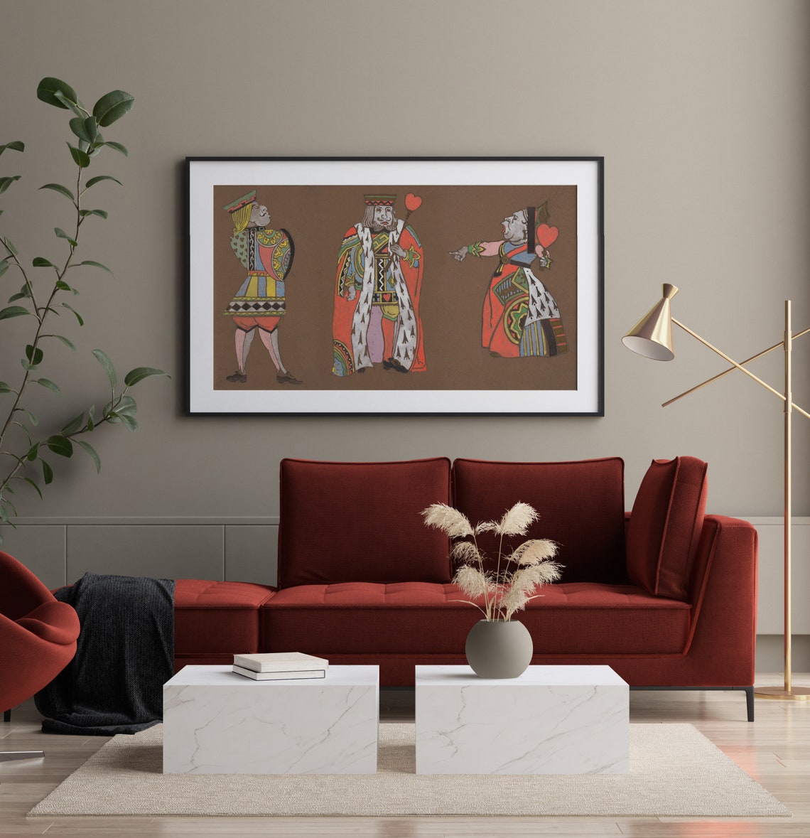 Vintage King and Queen of Hearts Playing Card Character Poster - Image 2