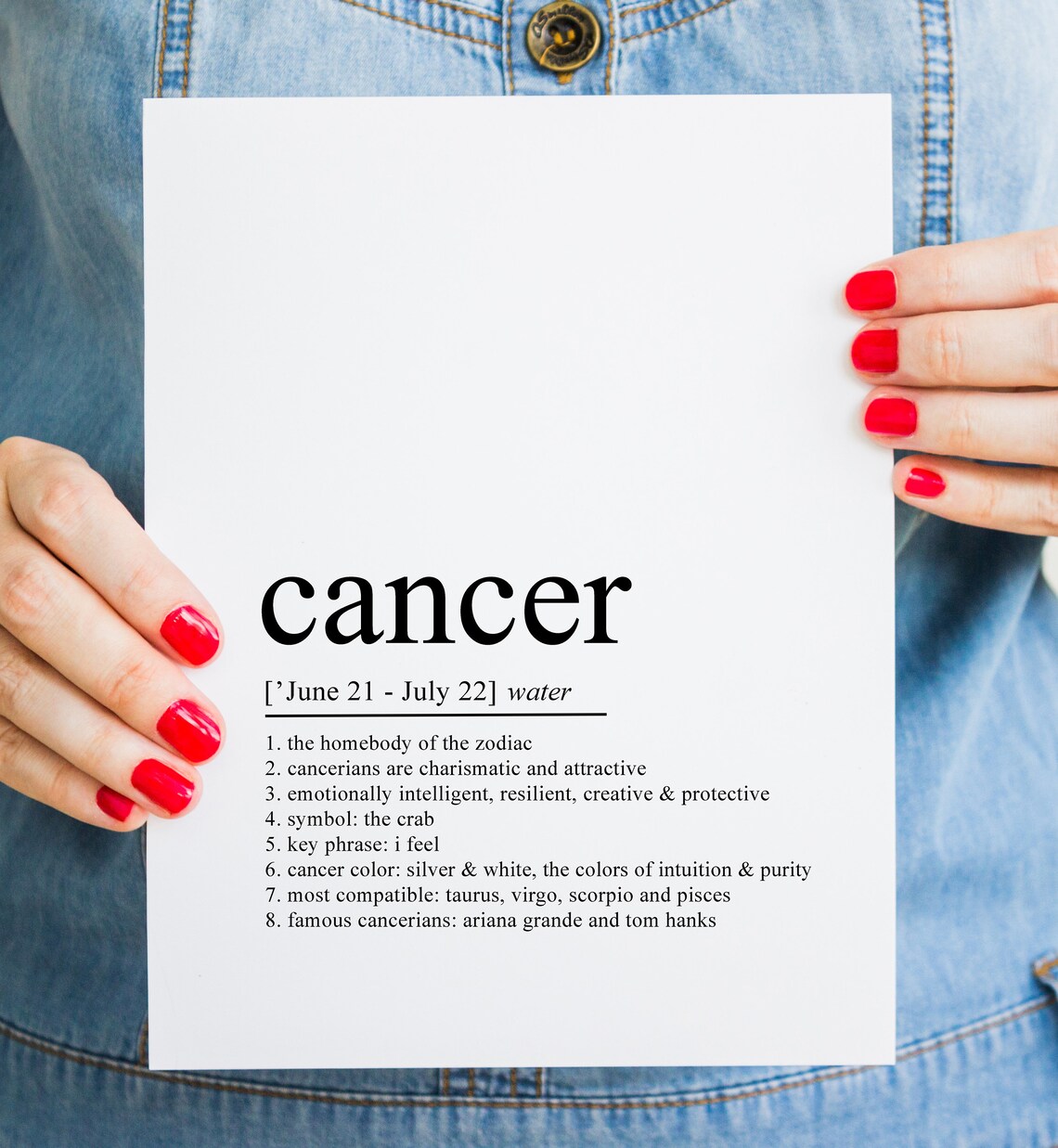 Cancer Zodiac Definition Art Print, Birthday Gift - Image 2
