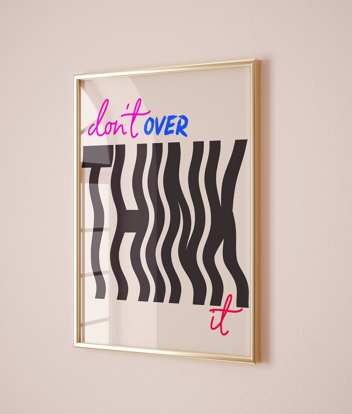 Don't Overthink It Cute Wavy Retro Poster - Image 2