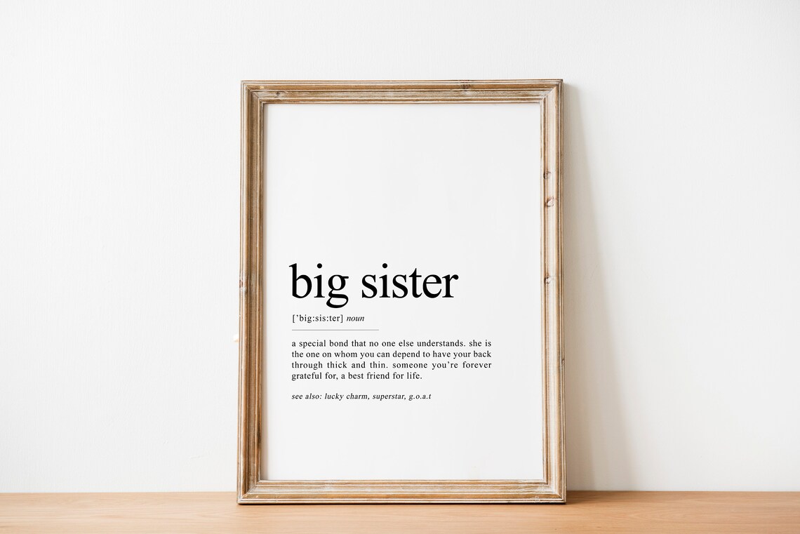 Big Sister Definition Minimal Quote Art Print - Image 2