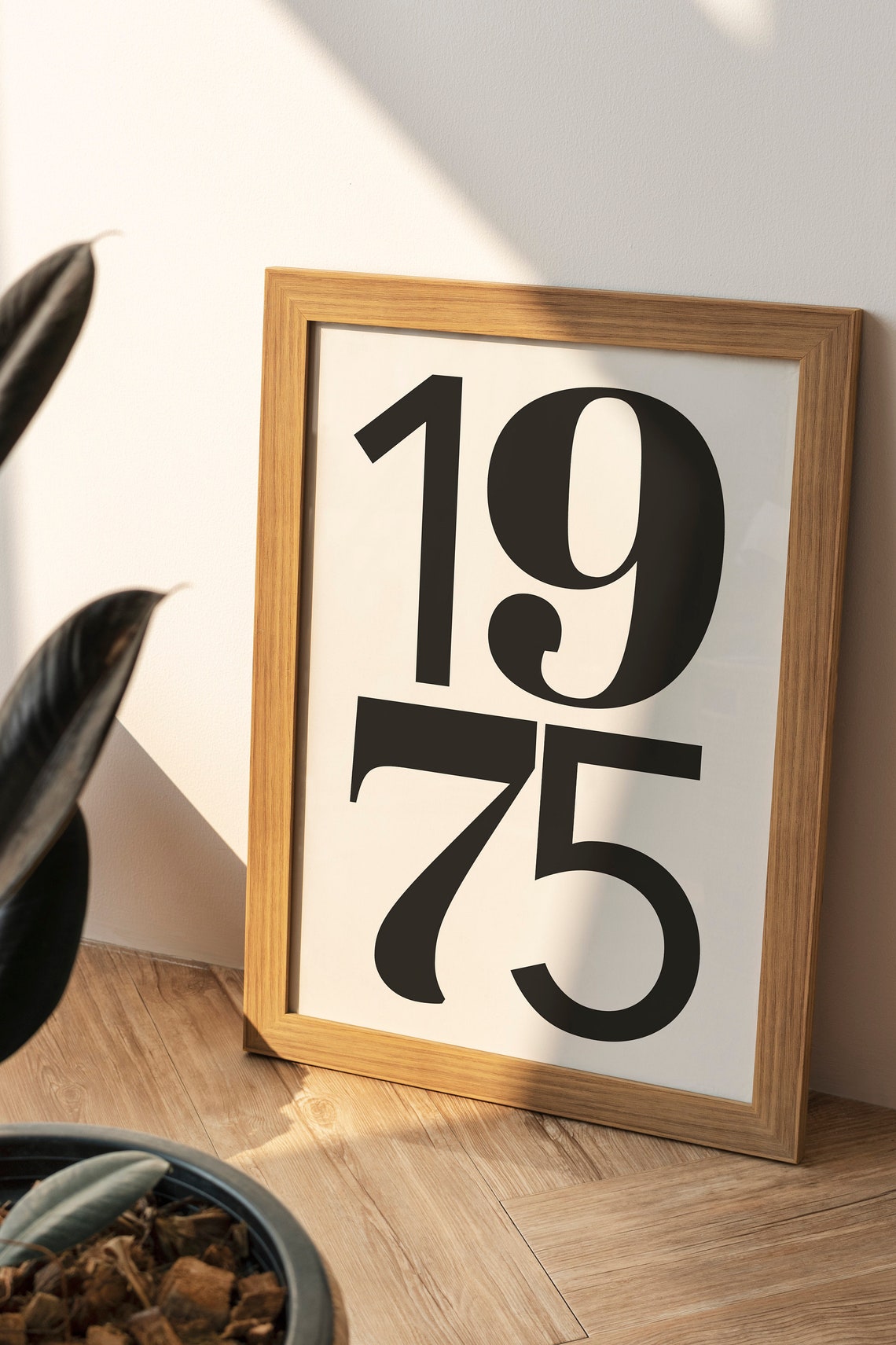 Retro 1975 Large Number Birth Year Milestone Typography Poster