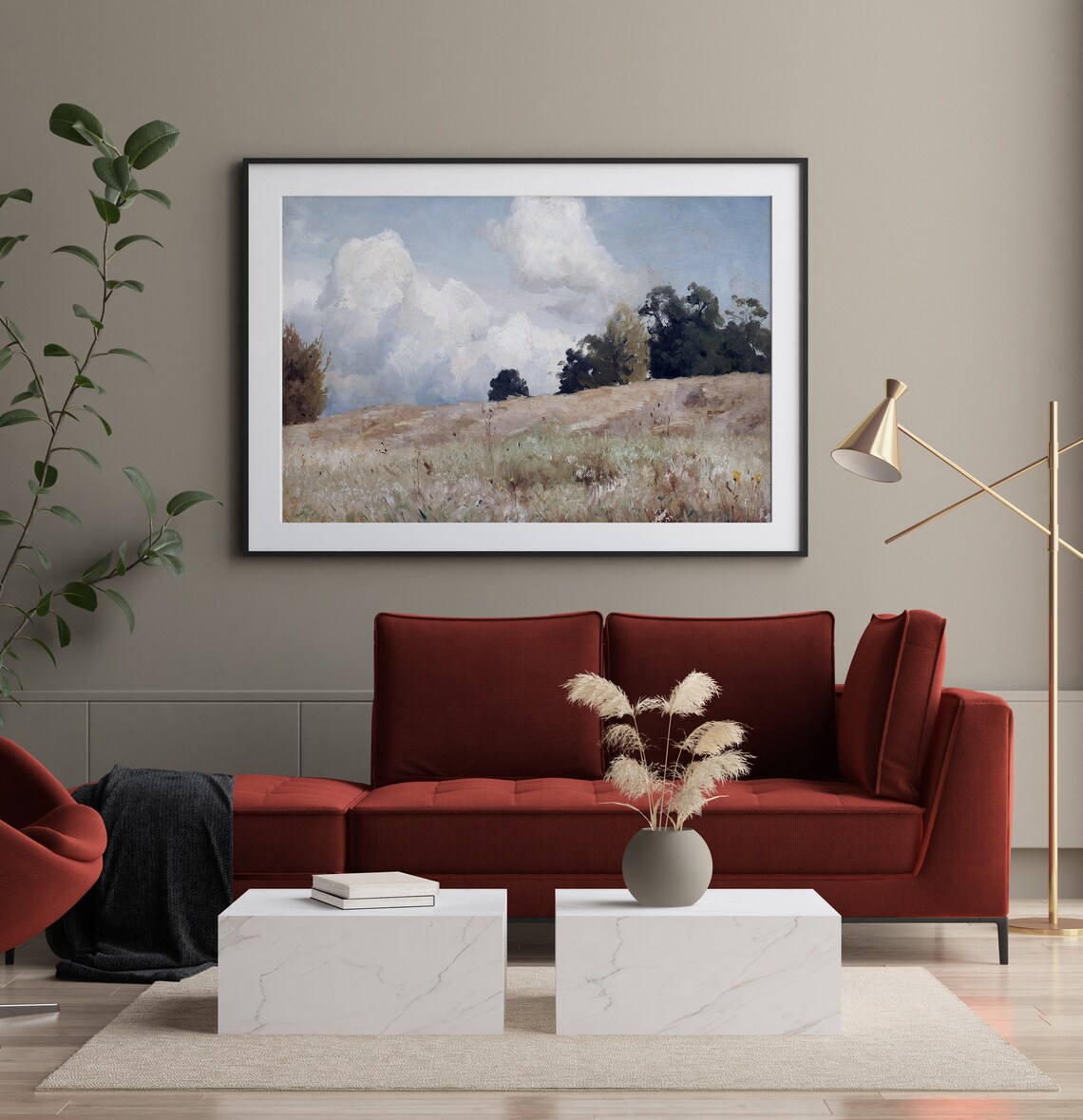 Spring Landscape Oil Painting, Vintage Country Art Print - Image 2