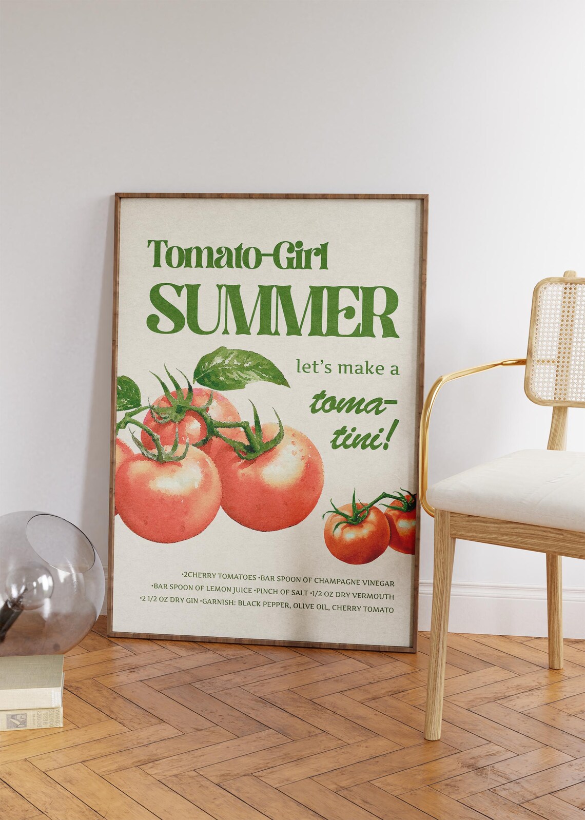 Tomato Girl Summer Toma Tini Recipe Vintage Kitchen Wall Print Poster - Image 3