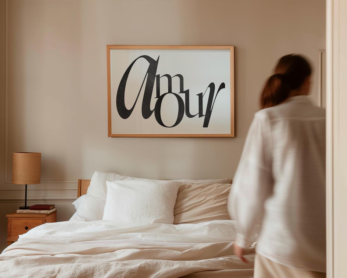 Amour Elegant Black Script French Romantic Typography Wall Poster - Image 5