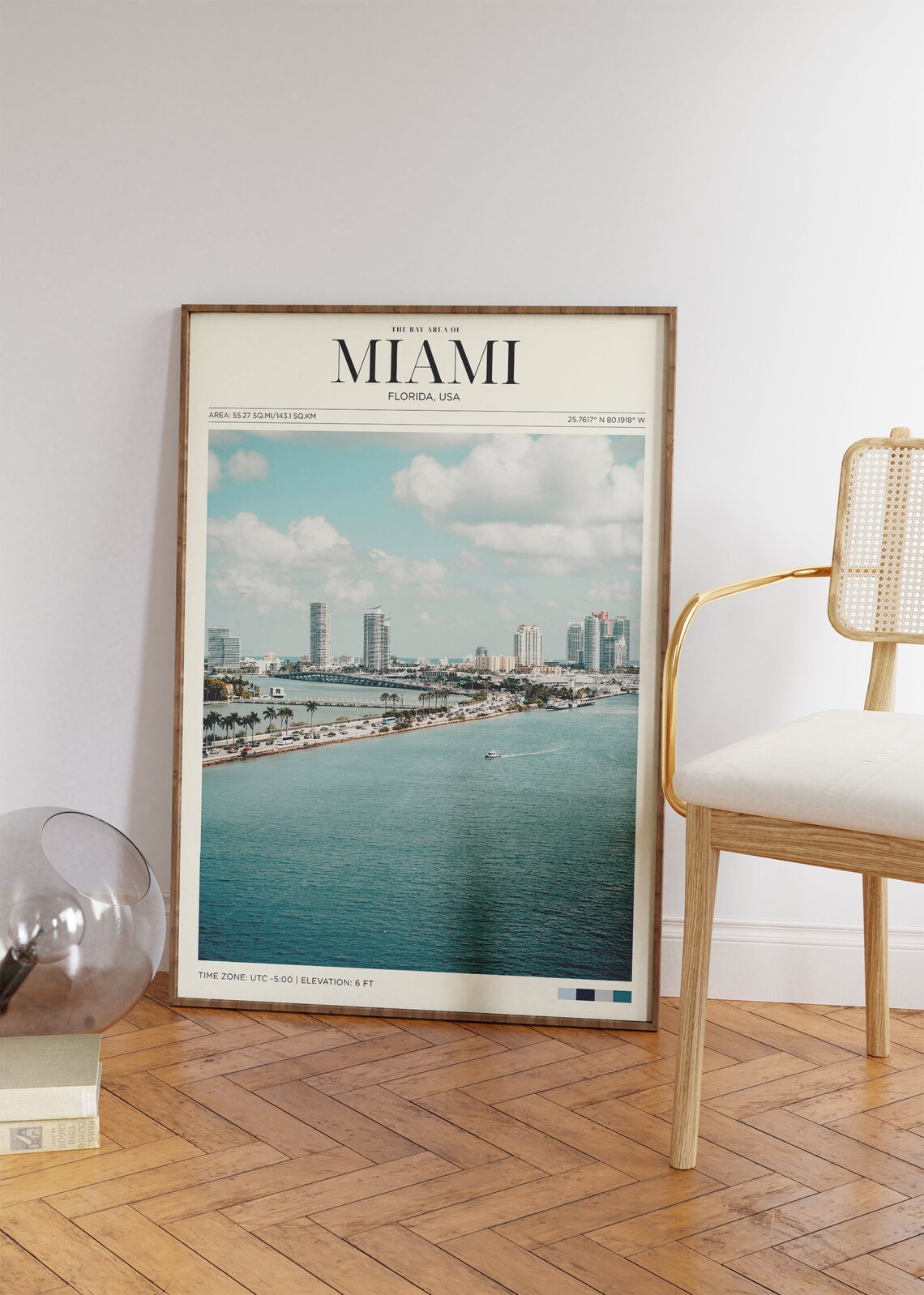 Miami Florida Bay Skyline Turquoise Water Palms Shoreline Travel Poster - Image 2